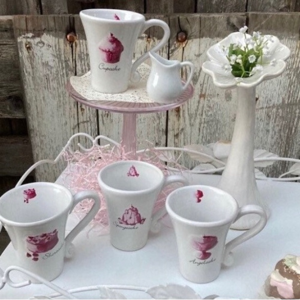 Demitasse Cups-Dessert Cake Themed Mugs-Set of (4)-Gift Tea Drinker-New Home Buy